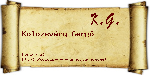 Kolozsváry Gergő névjegykártya