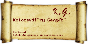 Kolozsváry Gergő névjegykártya